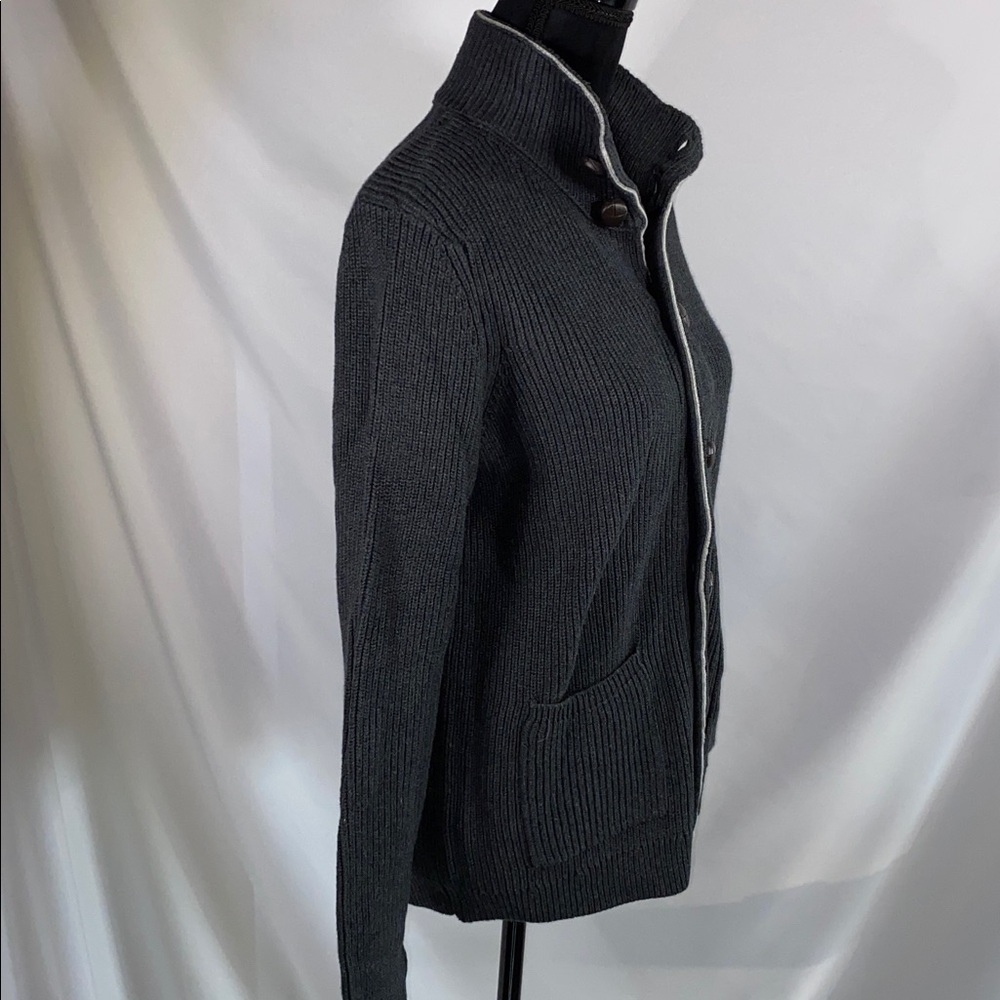 Nautica Gray Cardigan Sweater Mock Neck Button Up Small - Picture 4 of 9